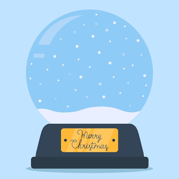 Modelo de globo de neve para ilustração vetorial de decoração de feliz natal em estilo simples