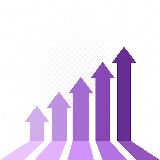 Vetor modelo de gráfico de crescimento de seta roxa