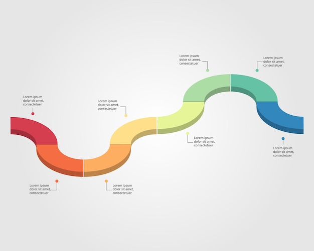 Vetor modelo de gráfico de linha do tempo para infográfico para apresentação de 8 elementos