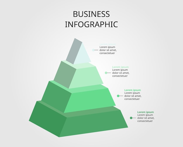 Modelo de gráfico de pirâmide para infografia para apresentação para 4 elementos