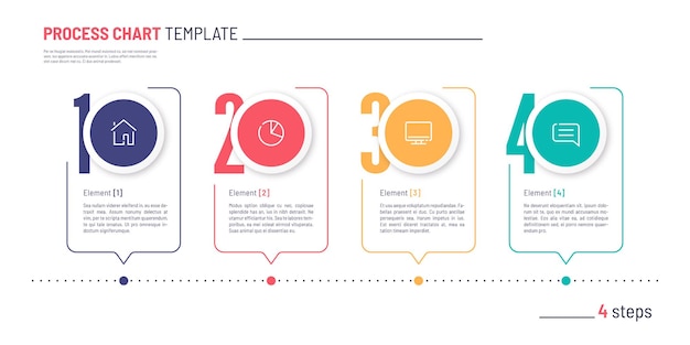 Modelo de gráfico de processo numerado de infográfico vetorial quatro etapas