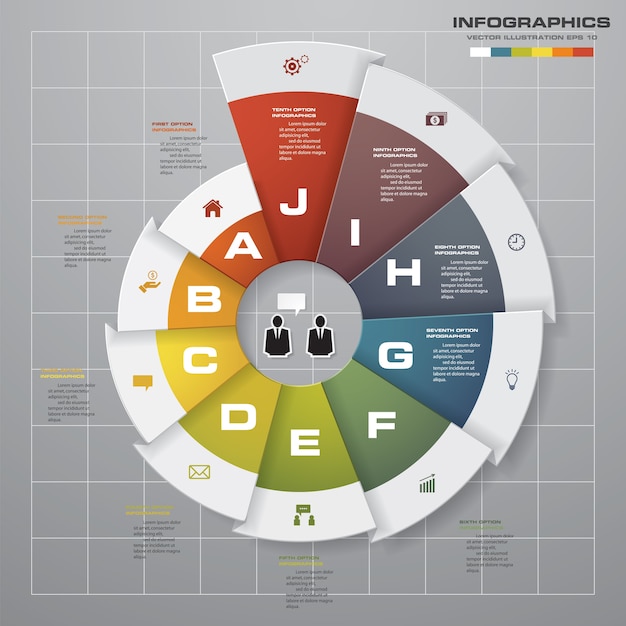 Modelo de gráfico infografics de 10 passos.