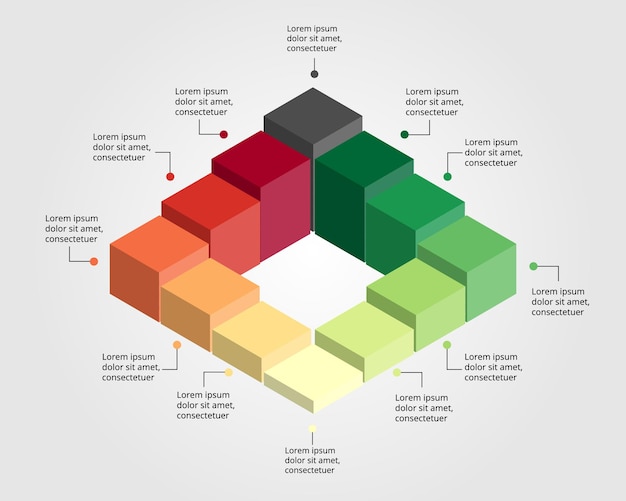 modelo de gráfico quadrado para infográfico para apresentação de 12 elementos