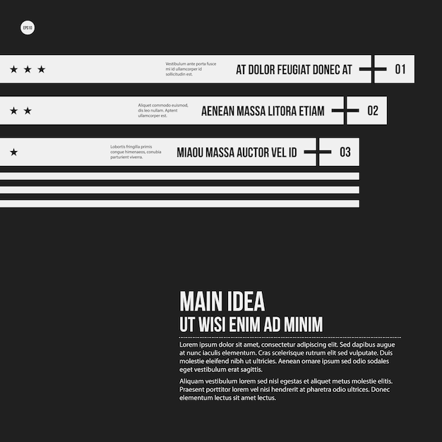 Vetor modelo de gráfico vetorial monocromático em estilo rígido. útil para apresentações e web design.