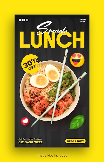 Modelo de história de comida no Instagram