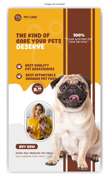 Modelo de história do Facebook e do Instagram para cuidados com animais de estimação e loja premium