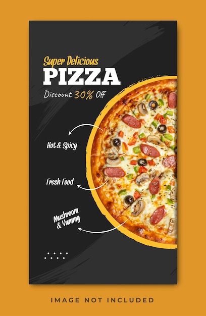 Vetor modelo de história do instagram de menu de pizza e comida super deliciosa