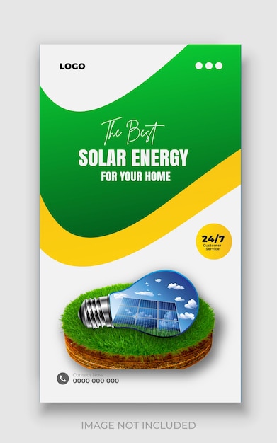Vetor modelo de história do instagram e banner de mídia para modelo de postagem da web de energia solar