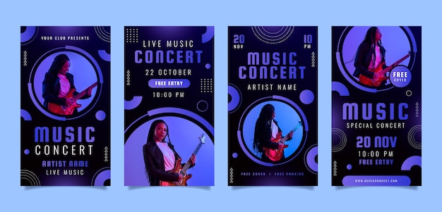 Modelo de histórias de Instagram de concertos de música