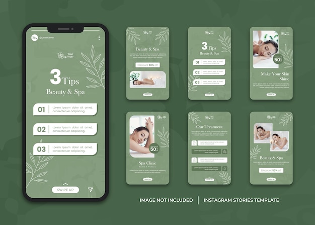 Modelo de histórias do instagram de beleza e spa