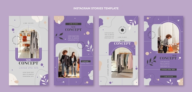 Vetor modelo de histórias do instagram de boutique de design plano