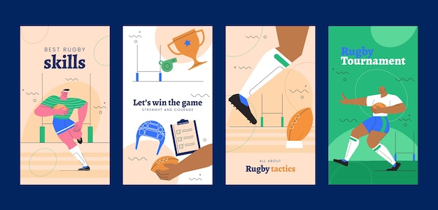 Modelo de histórias do instagram de jogo de rugby