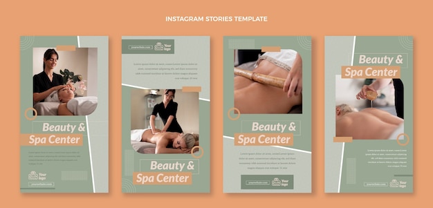 Modelo de histórias do instagram de spa de design plano