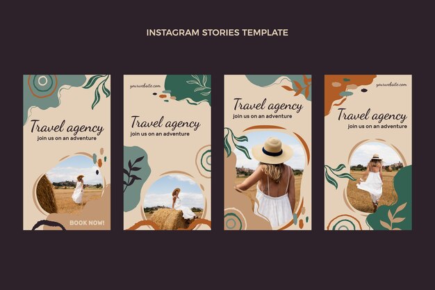 Modelo de histórias do Instagram de viagens desenhado à mão