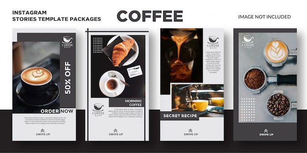 Modelo de histórias do instagram do café