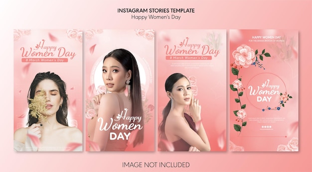 Modelo de histórias do instagram do dia internacional da mulher gradiente vetorial