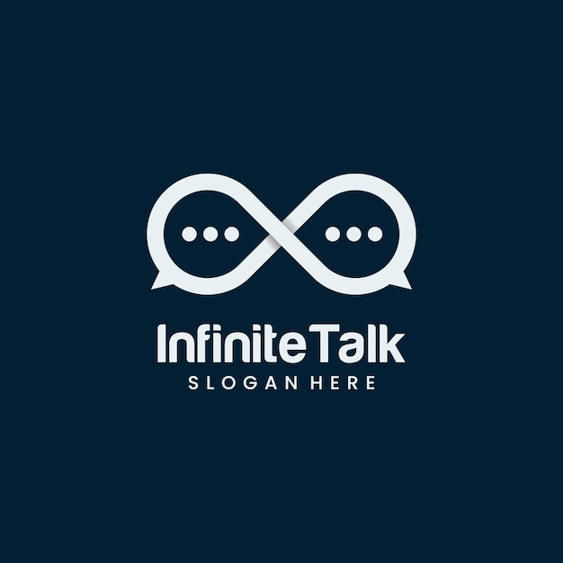 Modelo de ícone de design de logotipo de conversa infinita símbolo infinito com conceito de logotipo de fala de bolha