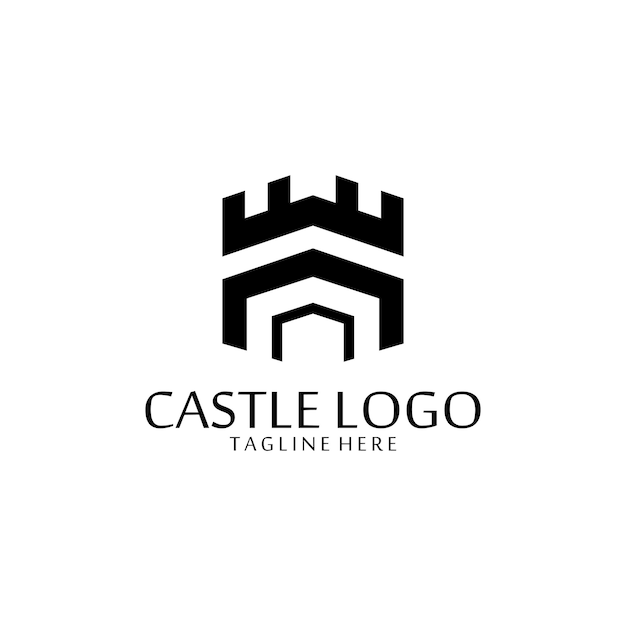 Modelo de ícone de logotipo de castelo vetorial