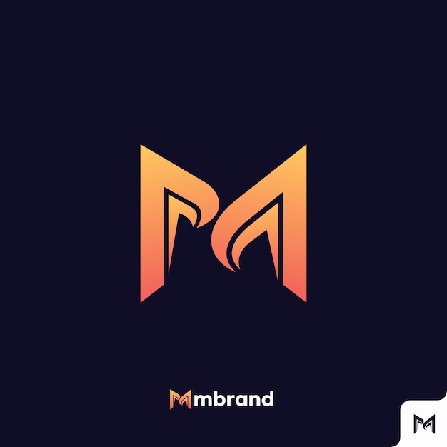 Modelo de ícone de logotipo letra m minimalista plano