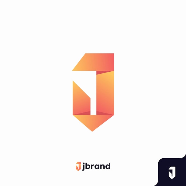 Modelo de ícone de logotipo letterj minimalista plano