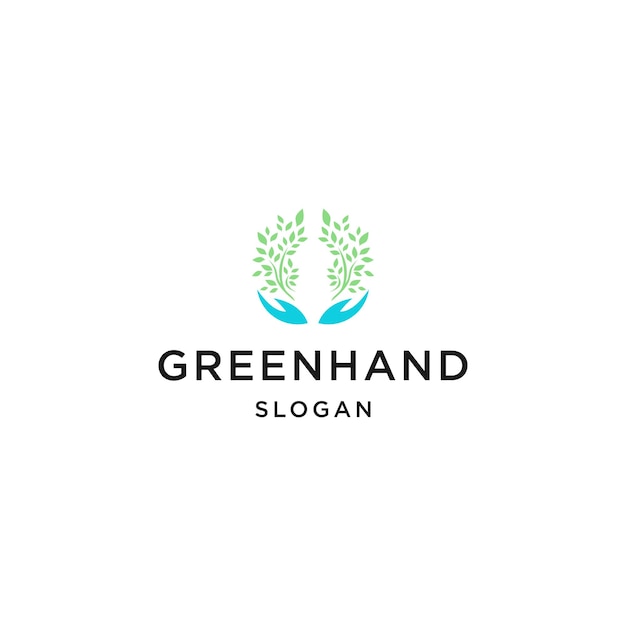 Modelo de ícone de vetor de design de logotipo de mão verde