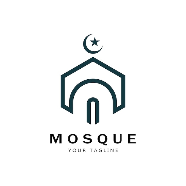Modelo de ícone de vetor de logotipo de mesquita islâmica