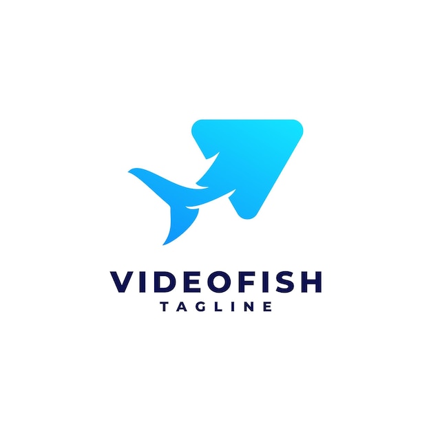 Modelo de ícone de vetor de logotipo de peixe de vídeo