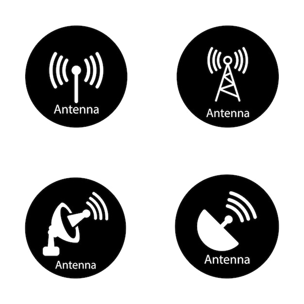 Modelo de ícone vetorial de antena ilustração design de logotipo