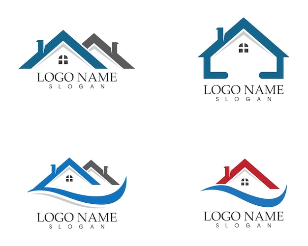 Modelo de ícones de logotipo de imóveis e edifícios residenciais