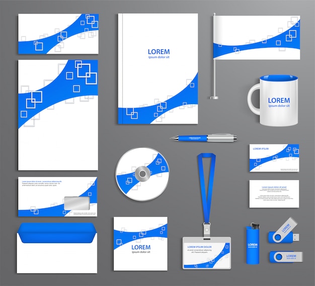 Modelo de identificação corporativa azul, estilo da empresa, abstrato de elementos de design. documentação comercial.
