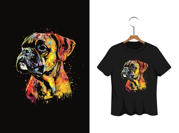 Vetor modelo de ilustração de camiseta de cão futurista