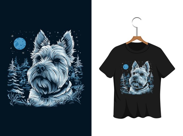 Vetor modelo de ilustração de camiseta de cão futurista