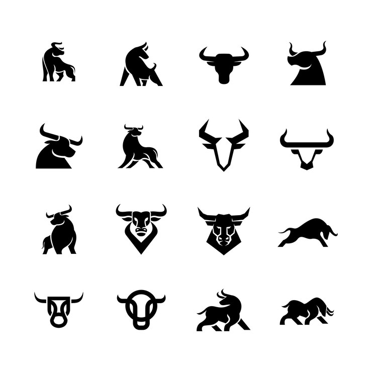 Vetor modelo de ilustração de design de ícone do logotipo do touro preto