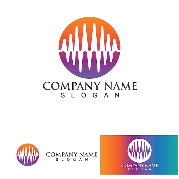 Modelo de ilustração de design de vetor de ícone de equalizador de onda sonora de logotipo de música
