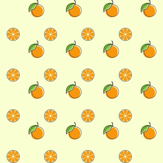 Modelo de ilustração de design sem costura de fruta laranja