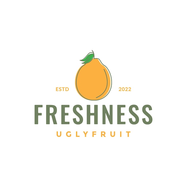 Modelo de ilustração de ícone de vetor de design de logotipo de frescor de suco de laranja feio de fruta
