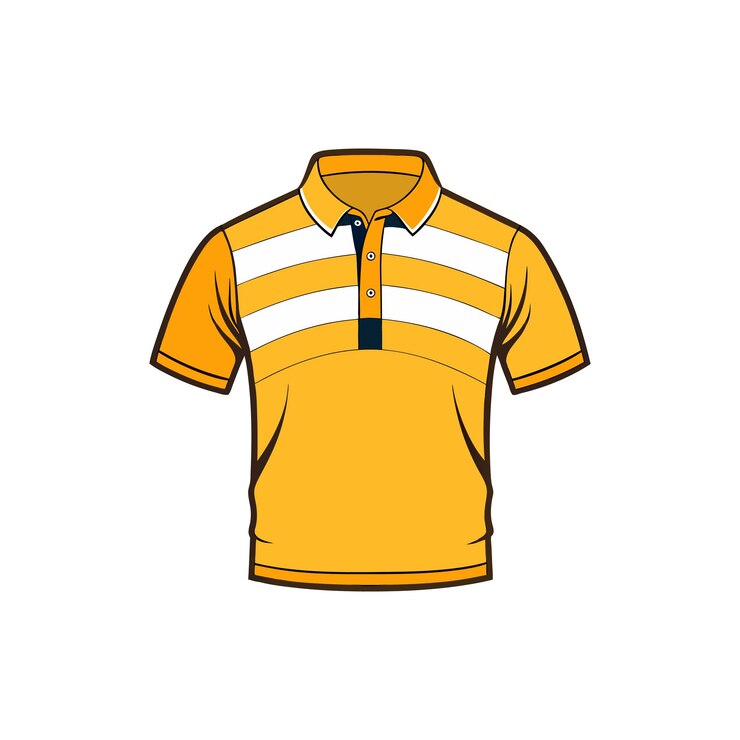 Vetor modelo de ilustração de moda técnica de camisa de polo de desenho de cor amarela