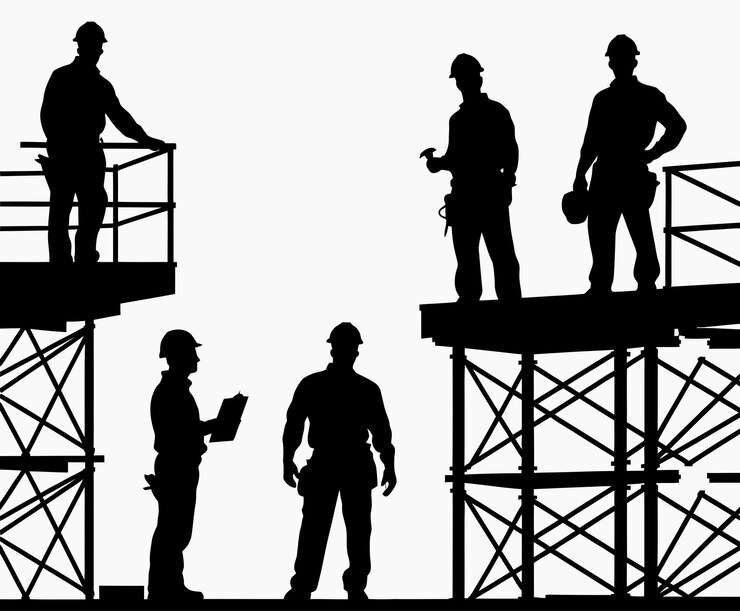 Vetor modelo de ilustração de silhueta vetorial eps de trabalhador da construção