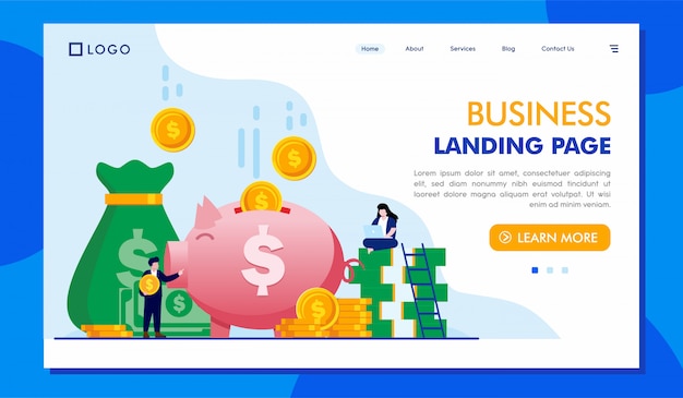 Modelo de ilustração de site de página de destino de negócios
