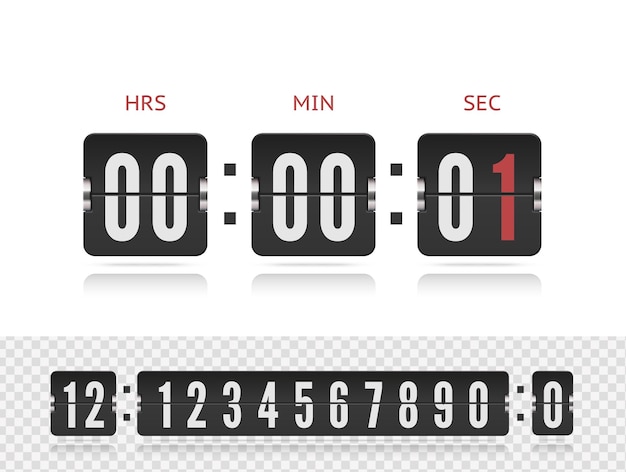 Modelo de ilustração do último segundo fonte do número do placar vetor em breve design de página da web com contador de tempo de inversão