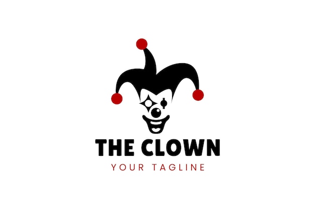 Modelo de ilustração simples logotipo de chapéu de palhaço desenho minimalista de palhacio palhaço