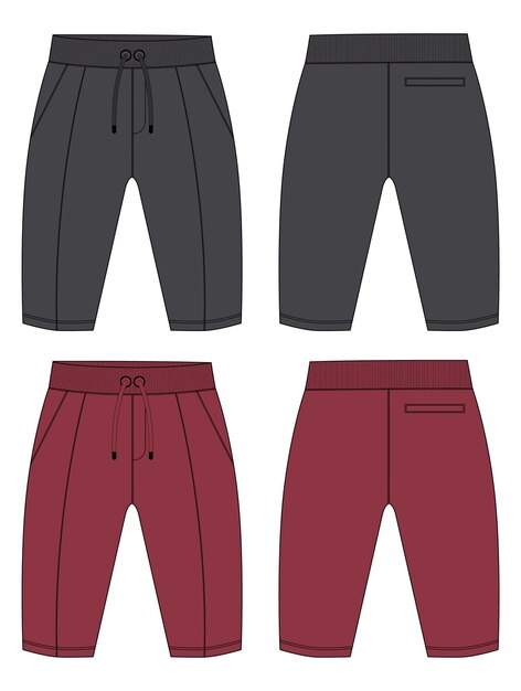 Modelo de ilustração vetorial de calças de moletom cinza e vermelho para crianças