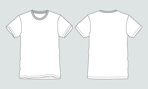 Modelo de ilustração vetorial de desenho plano de moda técnica de camiseta