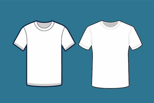 Modelo de ilustração vetorial de desenho técnico de camiseta de manga curta