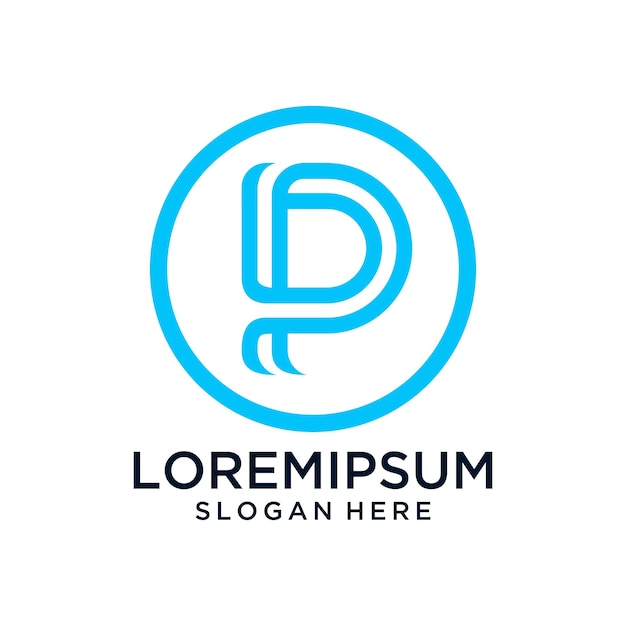 Modelo de ilustração vetorial de design de logotipo de letra P de monograma P