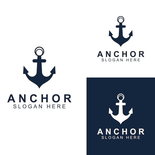 Modelo de ilustração vetorial de design de símbolo de logotipo e âncora