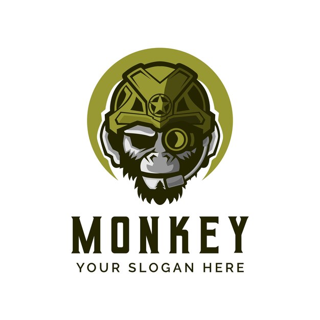 Modelo de ilustração vetorial de ícone de logotipo do exército de macaco