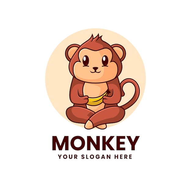 Modelo de ilustração vetorial de logotipo de macaco