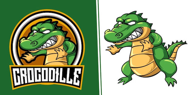 Vetor modelo de ilustração vetorial de logotipo de mascote de crocodilo isolado