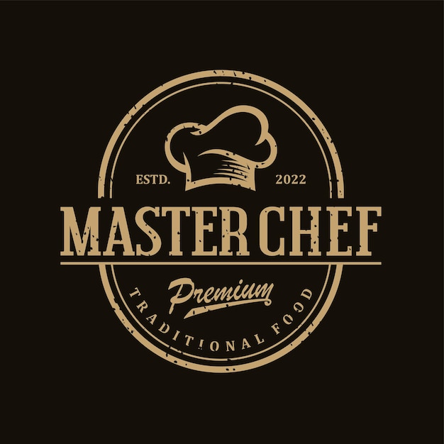 Modelo de ilustrações de estoque de logotipo de crachá de restaurante de chef